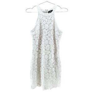 LULUS Lace Halter Mini‎ Dress - Women's Small - white floral lace - EUC